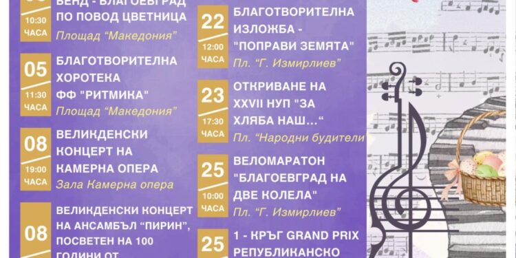 Културен календар на Благоевград – април 2026